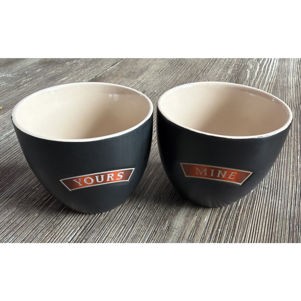 Bailey’s Irish Cream Mine & Yours Mugs Desert Bowls Black Ceramic 2 Cups
